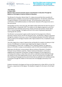Press Release: Additional Places available on B.Oid for 2023 2024